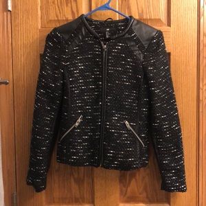 Tweed Faux Leather Jacket